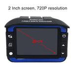 HD 720P 2.4 inch Video Camera Recorder DVR + Radar Detector, SQ Program, Support G-sensor / Night Vision, 2.4 inch