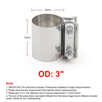 3 inch Car Turbo Exhaust Downpipe Stainless Steel Lap Joint Band Clamp, 3 inch