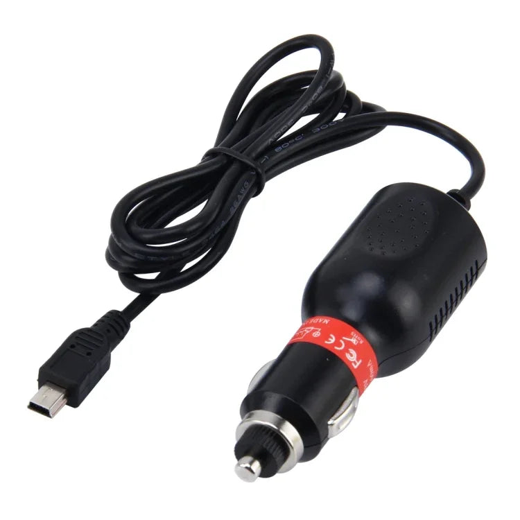 Universelles Mini-USB-Ladeadapter für Auto-DVR-Kamera GPS-Navigation Eingang 10V - 48V Ausgang 5V 2A, Kabellänge: 1m, Mini-USB-Kabellänge: 1m
