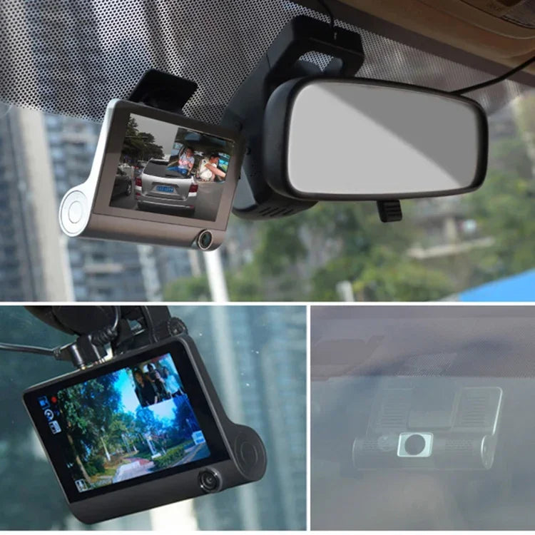 4,0 Zoll IPS-Bildschirm 5,0 Megapixel 170 Grad Weitwinkel Full HD 1080P 3 Kanäle Video Auto DVR, unterstützt Nachtsicht-Fülllicht / Rückfahrvisualisierung / TF-Karte (max. 32 GB) / G-Sensor / Bewegungserkennung, 170 Grad