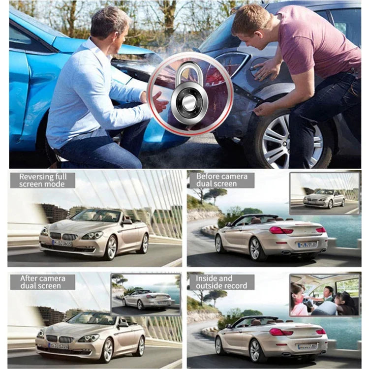 4,0 Zoll IPS-Bildschirm 5,0 Megapixel 170 Grad Weitwinkel Full HD 1080P 3 Kanäle Video Auto DVR, unterstützt Nachtsicht-Fülllicht / Rückfahrvisualisierung / TF-Karte (max. 32 GB) / G-Sensor / Bewegungserkennung, 170 Grad