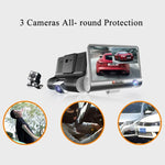 4,0 Zoll IPS-Bildschirm 5,0 Megapixel 170 Grad Weitwinkel Full HD 1080P 3 Kanäle Video Auto DVR, unterstützt Nachtsicht-Fülllicht / Rückfahrvisualisierung / TF-Karte (max. 32 GB) / G-Sensor / Bewegungserkennung, 170 Grad
