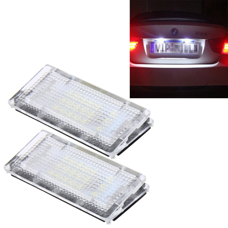 2 PCS License Plate Light with 18  SMD-3528 Lamps for BMW E46 4D 1998-2003，2W 120LM,6000K, DC12V (White Light), For BMW E46 4D