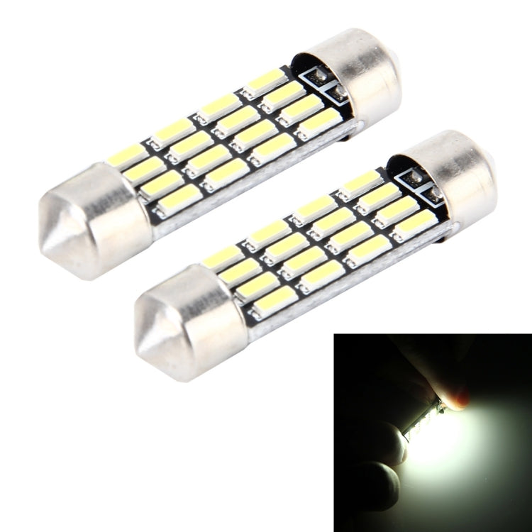 2 PCS 2W 100 LM 6000K 36MM Bicuspid Port Car Dome Lamp LED Reading Light with 16 SMD-4014 LED Lamps, DC 12V, 36MM