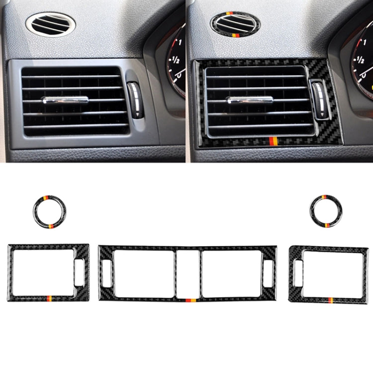 Car German Flag Carbon Fiber Air Outlet Ring + Intermediate Air Outlet + Side Air Outlet Panel Decorative Sticker for Mercedes-Benz W204 207-2010, Air Outlet (German Flag)