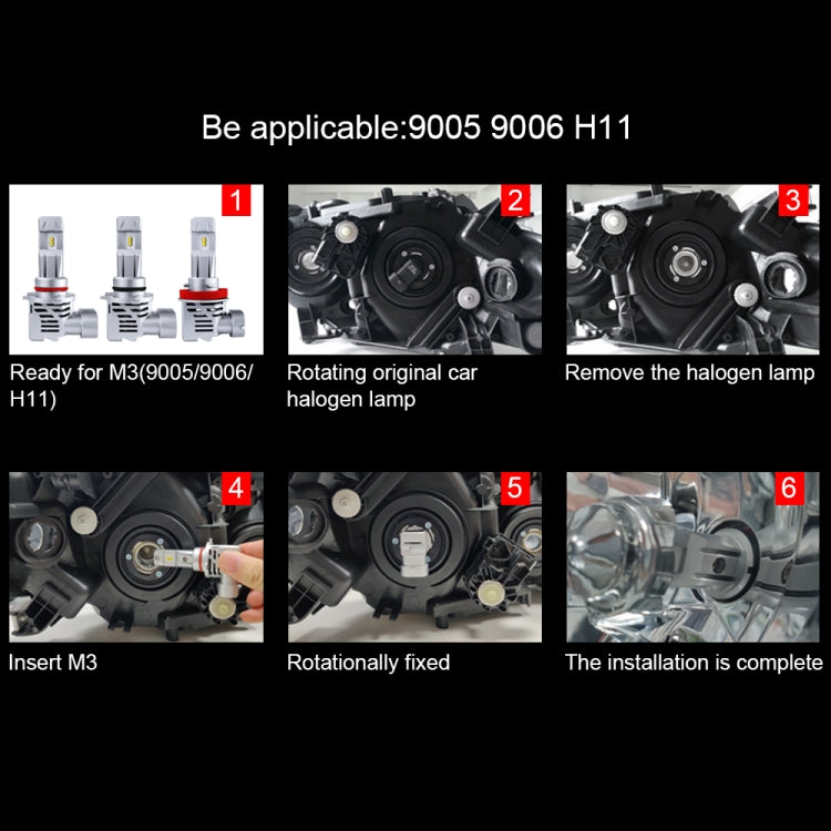 2 PCS M3 H8 / H9 / H11 DC9-32V / 17W / 6500K / 2000LM IP68 Car LED Headlight Lamps, H8 / H9 / H11