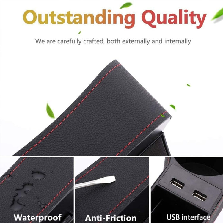 Car Multi-functional Driver Seat Console PU Leather Box Cigarette Lighter Charging Pocket Cup Holder Seat Gap Side Storage Box, Driver Seat