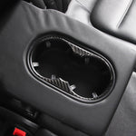 Car Carbon Fiber Rear Armrest Water Cup Holder Panel Decorative Sticker for Volkswagen Touareg, Rear Armrest Water Cup Holder