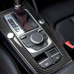 Dekorativer Schalthebelpositionsaufkleber aus Kohlefaser für Audi A3 (2014–2017), linke Schiene, Schalthebelposition für A3