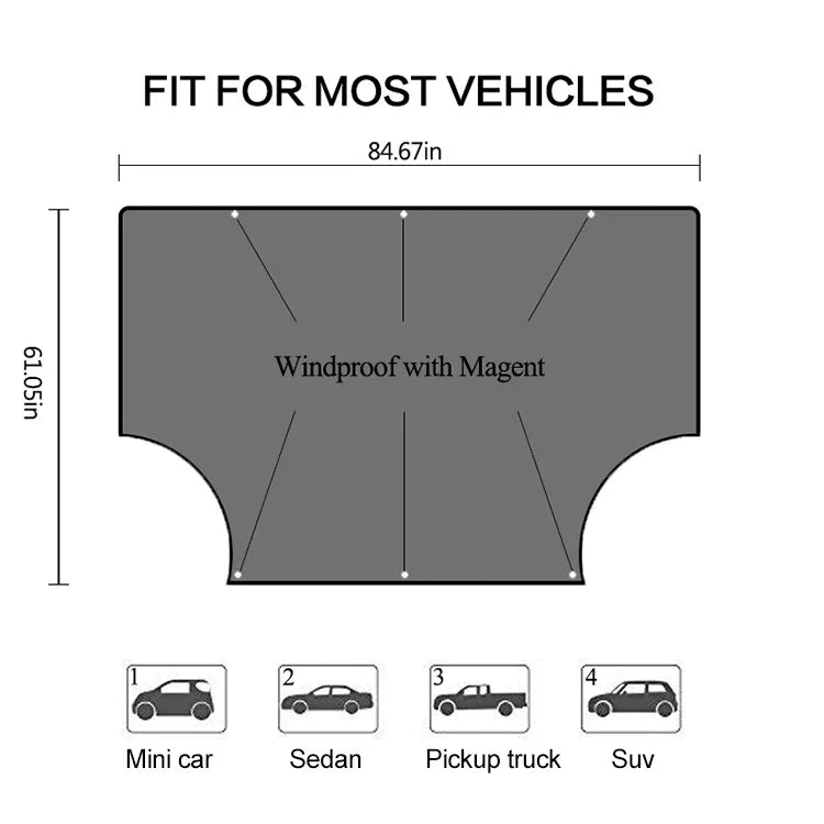 Auto 210D Vinylkleber Oxford-Stoff Magnet Schneeschutz Windschutzscheibe Sonnenblende Frostschutzmittel Isolierung, Größe: 215 cm x 155 cm, Größe: 215 cm x 155 cm