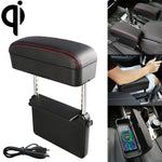 Universal Car Wireless Qi Standard Charger PU Leather Wrapped Armrest Box Cushion Car Armrest Box Mat with Storage Box, 1pc(Black), 1pc(Black Red), 1pc(Black White), 1pc(Grey), 1pc(Beige), 1pc(Brown)
