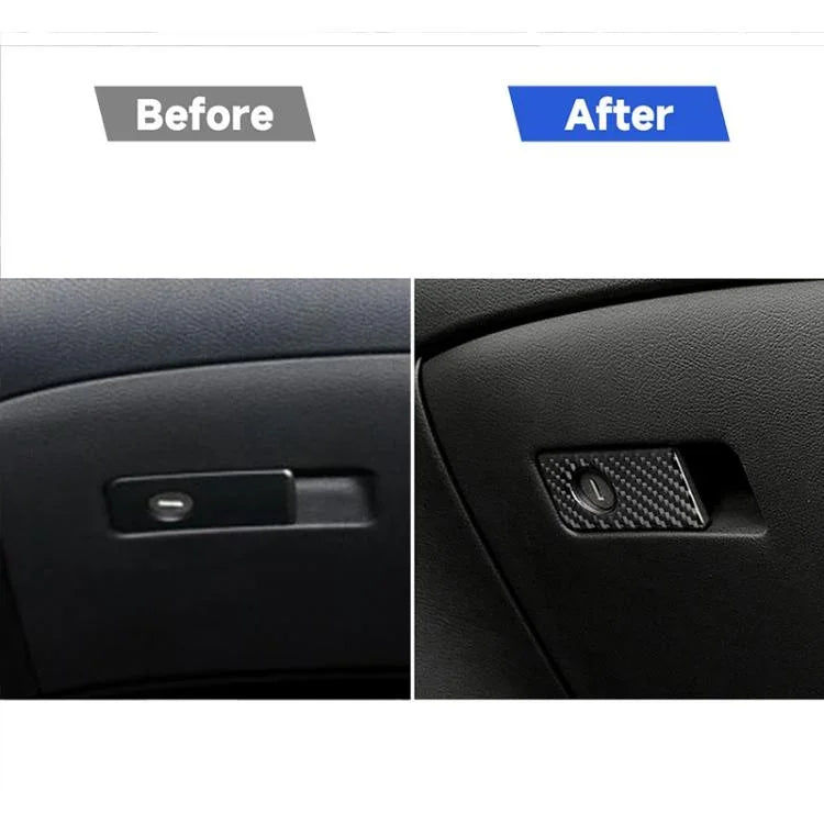 Dekorativer Aufkleber aus Kohlefaser für die Ablagebox auf dem Beifahrersitz des Infiniti Q50/Q60 (2014–2020), Linkslenker.