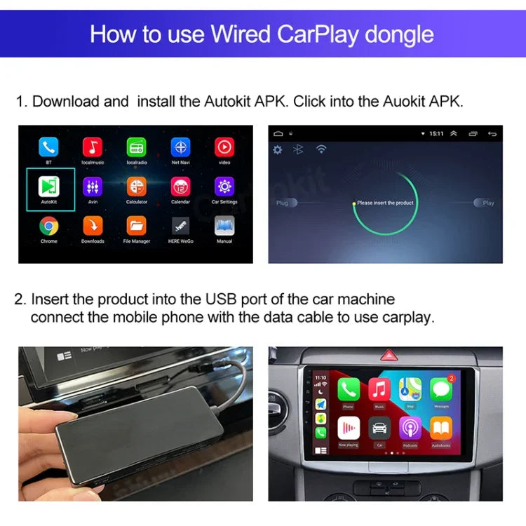 Auto-Navigation für Android / Apple CarPlay Wireless Bluetooth Modul Auto Smart Phone USB CarPlay Adapter, CPC200-Autokit