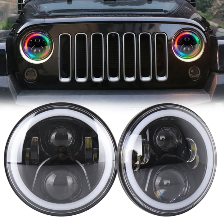 2 PCS 7 inch DC12V 6000K-6500K 50W Car LED Headlight Cree Lamp Beads for Jeep Wrangler / Harley, Support APP + Bluetooth Control, DC12V 6000K-6500K