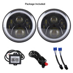 2 PCS 7 inch DC12V 6000K-6500K 50W Car LED Headlight Cree Lamp Beads for Jeep Wrangler / Harley, Support APP + Bluetooth Control, DC12V 6000K-6500K