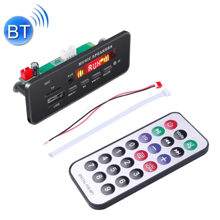 Auto 12V 2x3W Audio MP3-Player Decoder Platine FM-Radio TF USB 3.5mm AUX, mit Bluetooth & Anrufaufnahmefunktion & Fernbedienung, 12V