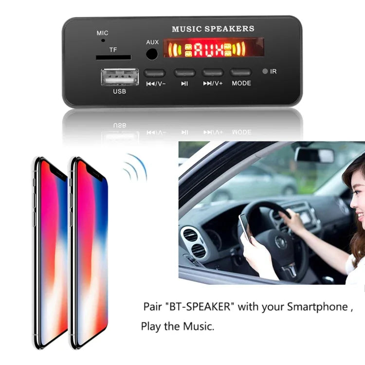 Auto 12V 2x3W Audio MP3-Player Decoder Platine FM-Radio TF USB 3.5mm AUX, mit Bluetooth & Anrufaufnahmefunktion & Fernbedienung, 12V