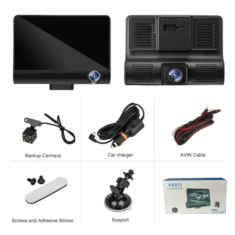 3-in-1 4 Zoll 170 Grad Weitwinkel Nachtsicht HD 1080P Auto-DVR, unterstützt Bewegungserkennung / G-Sensor, 4 Zoll