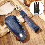 Hallmo Car Cowhide Leather Key Protective Cover Key Case for Porsche Macan 718 2021 A Style, For Porsche Macan A Style