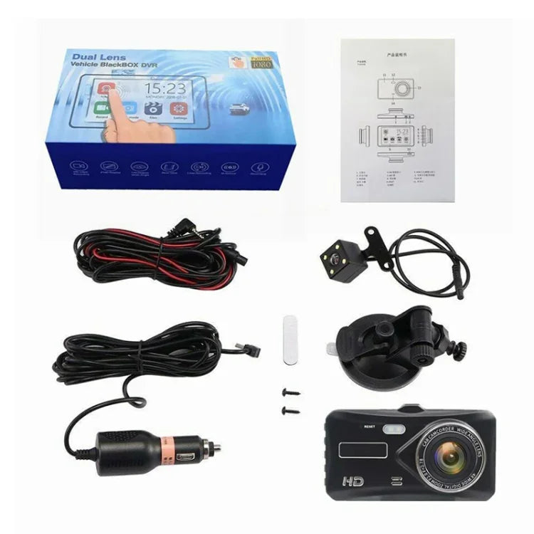 X97 4 Zoll Vorder- und Rückseiten-Dual-Aufnahme HD 1080P Nachtsicht-Fahrrekorder, unterstützt Loop-Aufnahme/Parküberwachung, X97