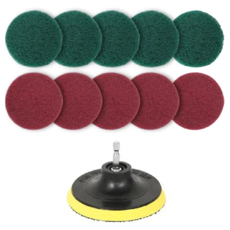 11-in-1-Set mit 10 cm (4 Zoll) Klebescheiben zum Reinigen von Böden, Wänden, Fenstern und Glas sowie zum Entkalken von Bohrmaschinen.