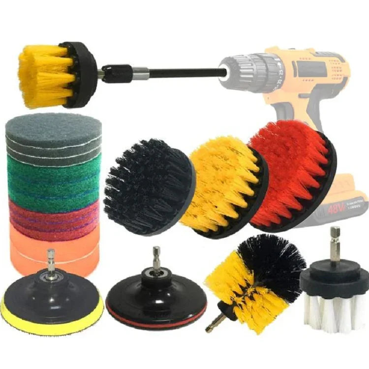 20-in-1-Set elektrischer Bohrmaschinenbürstenköpfe zur Reinigung von Böden, Wänden, Fenstern und Glasflächen, inklusive Entkalkung
