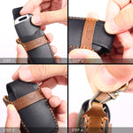 Hallmo Car Cowhide Leather Key Protective Cover Key Case for Hyundai 4-button Start, For Hyundai 4-button Start