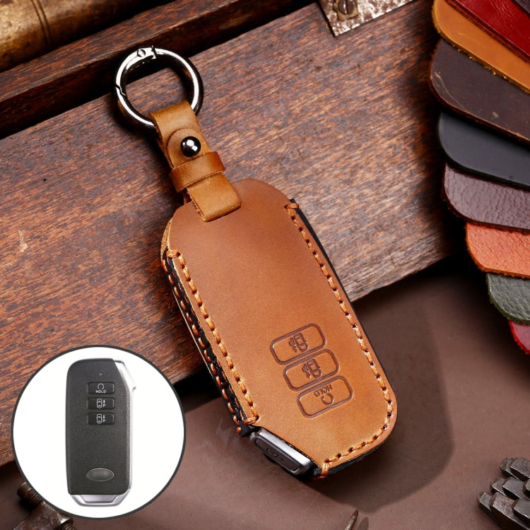Hallmo Car Cowhide Leather Key Protective Cover for KIA, For KIA (Black), For KIA (Blue), For KIA (Brown)