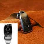 For Mercedes-Benz Colorful Edge Style Car Cowhide Leather Key Protective Cover Key Case, For Mercedes-Benz