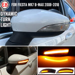 1 Pair For Ford Fiesta 2008-2017 Car Dynamic LED Turn Signal Light Rearview Mirror Flasher Water Blinker, For Ford Fiesta 2008-2017 (Transparent Black)
