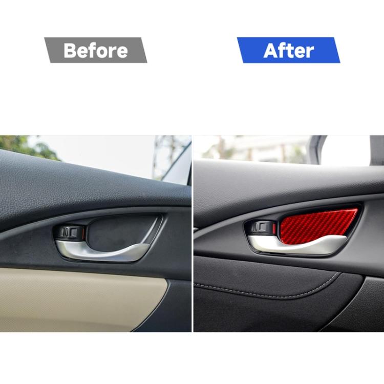 Car Carbon Fiber Inside Door Wrist Decorative Sticker for Honda Tenth Generation Civic 2016-2019, Left and Right Drive Universal, Inside Door Wrist