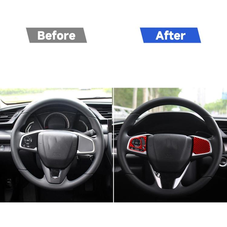 Car Carbon Fiber Steering Wheel Button Middle Configuration Decorative Sticker for Honda Tenth Generation Civic 2016-2019, Left and Right Drive Universal, Steering Wheel Button Middle Configuration