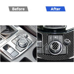 One Set Car Carbon Fiber Multimedia Knob Decorative Sticker for Mazda 3 / 6 / CX-9 / CX-5, Left and Right Drive Universal, Multimedia Knob