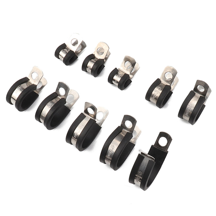 10 PCS Car Rubber Cushion Pipe Clamps Stainless Steel Clamps, Size: 1 inch (25mm), Size: 1 inch (25mm)