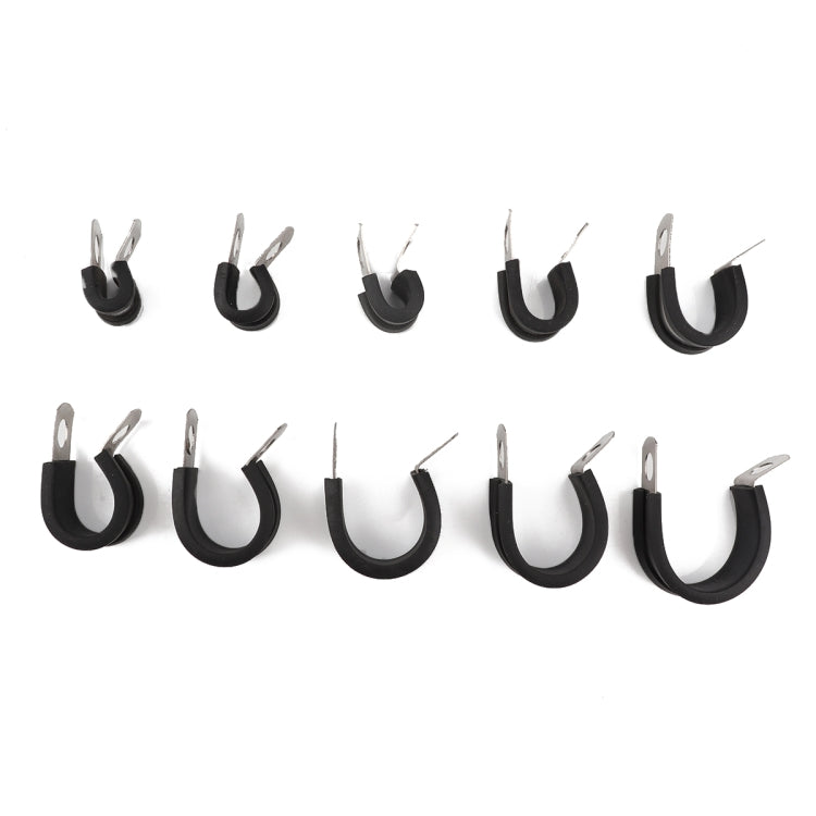 10 PCS Car Rubber Cushion Pipe Clamps Stainless Steel Clamps, Size: 7/4 inch (44mm), Size: 7/4 inch (44mm)