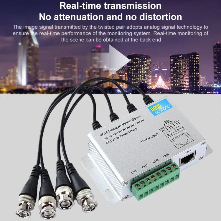HD204A-F HD-CVI/TVI/AHD CCTV 4-Kanal UTP Passiver Video-Balun, HD204A-F