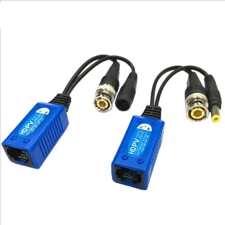 2 Stück Anpwoo 500PV Spleißbarer 2-in-1-Strom- und Video-Balun HD-CVI/AHD/TVI Passiver Twisted-Transceiver, 500PV