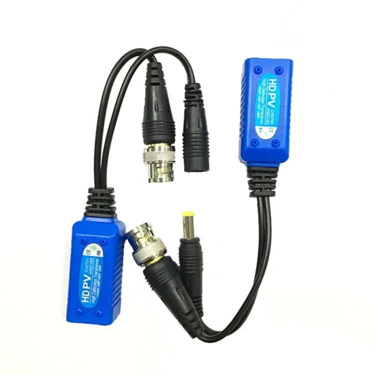 2 Stück Anpwoo 500PV Spleißbarer 2-in-1-Strom- und Video-Balun HD-CVI/AHD/TVI Passiver Twisted-Transceiver, 500PV