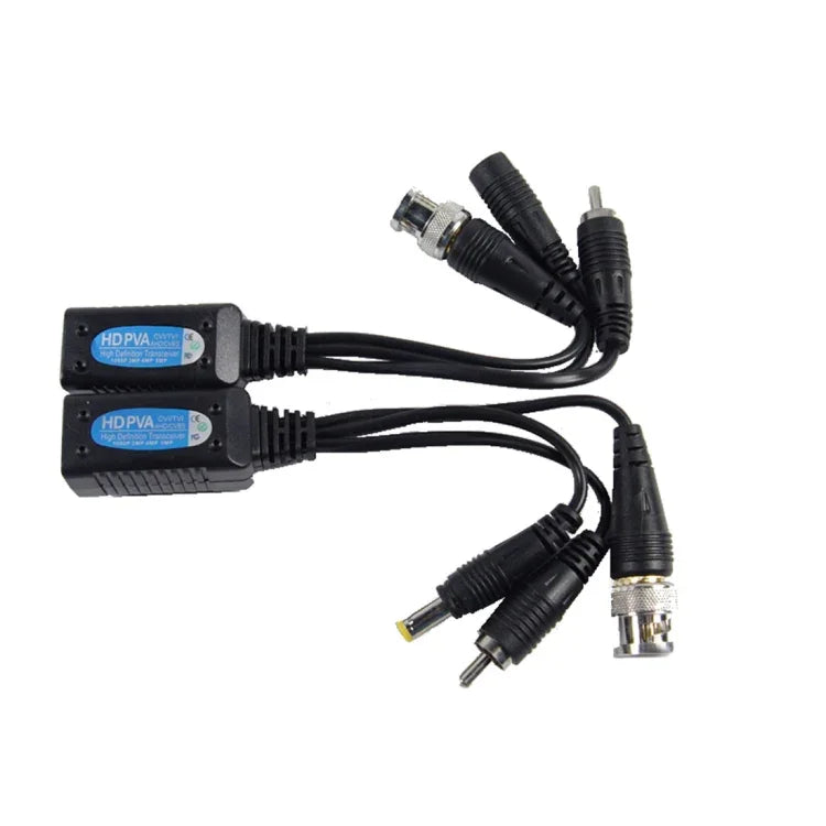 2 Stück Anpwoo 500PVA Spleißbarer 3-in-1-Balun für Stromversorgung, Video und Audio, HD-CVI/AHD/TVI, passiver Twisted-Transceiver, 500PVA