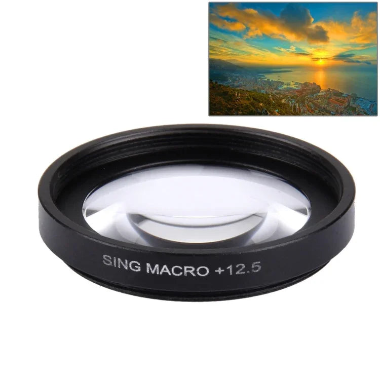 JUNESTAR Professioneller 37-mm-12,5-fach-Makro-Objektivfilter + Objektivschutzkappe für GoPro &amp; Xiaomi Xiaoyi Yi Sport-Action-Kamera, 12,5-fach-Makro-Objektiv