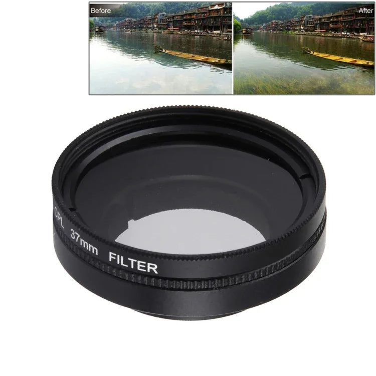 JUNESTAR für Xiaomi Xiaoyi Yi II 4K Sport-Action-Kamera: Professioneller 37-mm-CPL-Filter + Objektivschutzkappe, CPL-Filter + Objektivdeckel