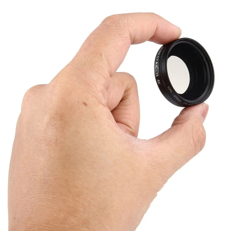 JUNESTAR für Xiaomi Xiaoyi Yi II 4K Sport-Action-Kamera: Professioneller 37-mm-CPL-Filter + Objektivschutzkappe, CPL-Filter + Objektivdeckel