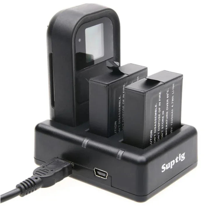Doppelakku-Ladegerät + Fernbedienungs-Ladegerät mit USB-Kabel für GoPro HERO7 Black /6 /5 (AHDBT-501), Akkus nicht enthalten, Akku + Fernbedienungs-Ladegerät