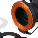Runde LED-Taschenlampe mit 48 LEDs und 6 Adapterringen (49 mm/52 mm/55 mm/58 mm/62 mm/67 mm) für Makroobjektive