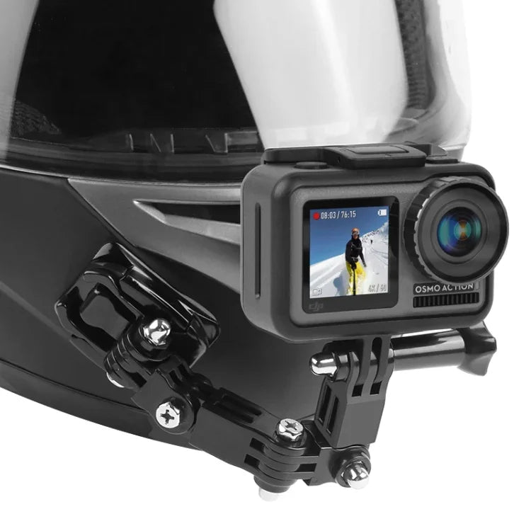 Fahrradhelm-Klebehalterung mit mehreren Gelenken, J-Haken-Schnallenhalterung und Schraube für GoPro, Insta360, DJI und andere Action-Kameras, Fahrradhelm-Kit