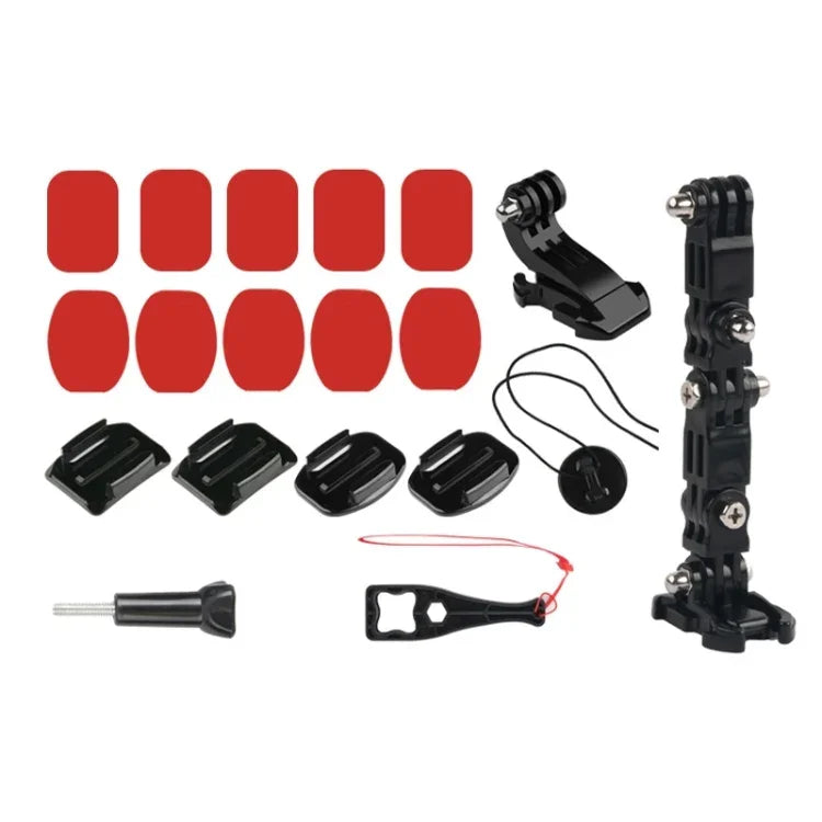 Fahrradhelm-Klebehalterung mit mehreren Gelenken, J-Haken-Schnallenhalterung und Schraube für GoPro, Insta360, DJI und andere Action-Kameras, Fahrradhelm-Kit