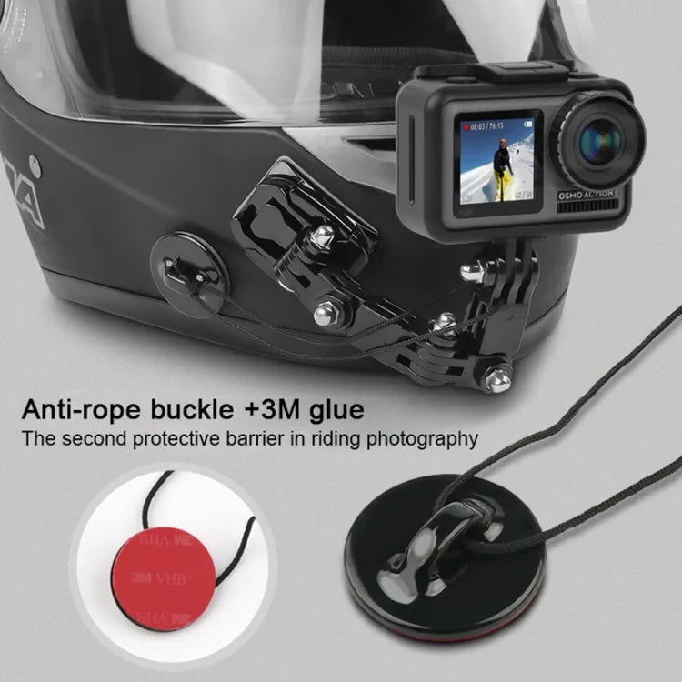 Fahrradhelm-Klebehalterung mit mehreren Gelenken, J-Haken-Schnallenhalterung und Schraube für GoPro, Insta360, DJI und andere Action-Kameras, Fahrradhelm-Kit