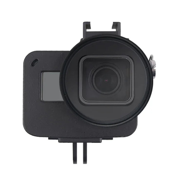 Gehäuse CNC-Aluminiumlegierung Schutzrahmen mit Sicherungsrahmen und 52 mm UV-Linse für GoPro HERO7 Black /6 /5, 52 mm UV Schwarz