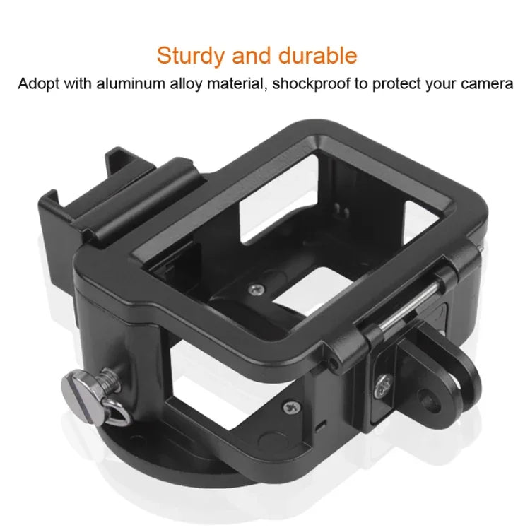 Gehäuse CNC-Aluminiumlegierung Schutzrahmen mit Sicherungsrahmen und 52 mm UV-Linse für GoPro HERO7 Black /6 /5, 52 mm UV Schwarz