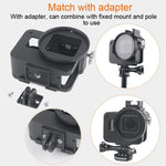 Gehäuse CNC-Aluminiumlegierung Schutzrahmen mit Sicherungsrahmen und 52 mm UV-Linse für GoPro HERO7 Black /6 /5, 52 mm UV Schwarz